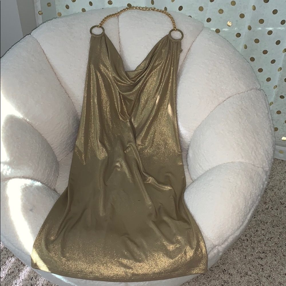 Sexy Gold Backless Dress Size Small
